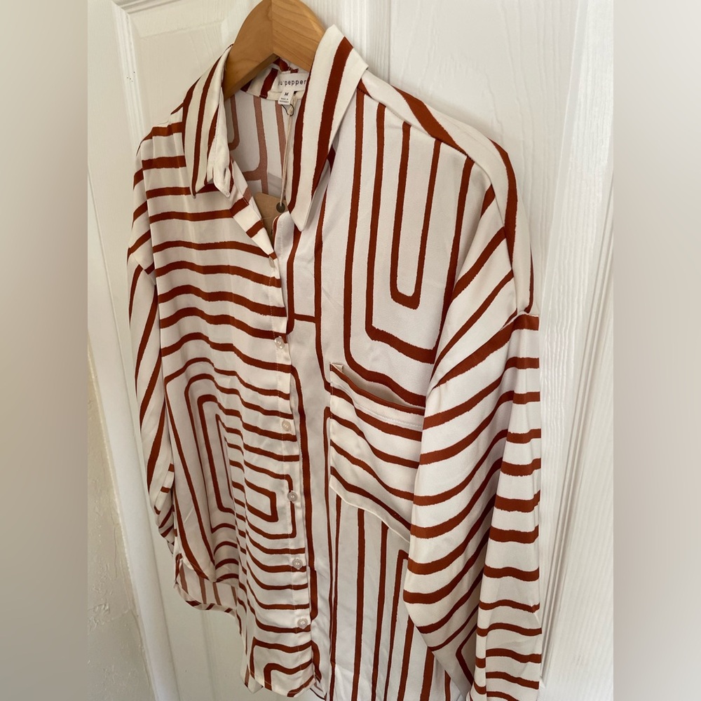 Blu Pepper | Geometric Patterned Button-Down Shir… - image 2